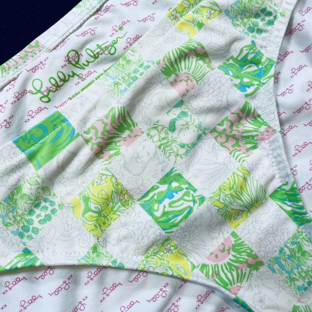 ~ RARE Lilly Pulitzer Med Bikini Swim Bottom Lioness Patch Pattern, Lined